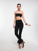 Modular leggings styled with detachable raffia detail — MOSAÏKA transformable fashion