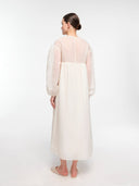 Off-white water lily dress by MOSAÏKA back view on model