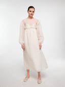 Off-white water lily dress by MOSAÏKA worn on model full body front view